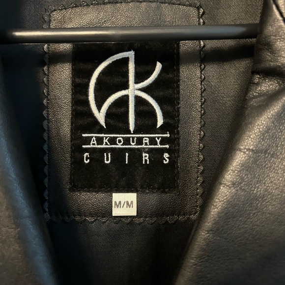 Black Leather Jacket Mid Thigh - Picture 3 of 3